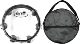 Pandeiro injetado pele nailon transparente preto Torelli TP348 PT com Bag