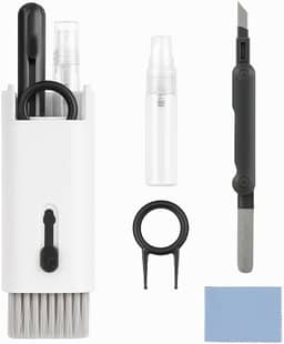 Kit Limpeza Eletrônicos 8 em 1 para Celular, Notebook, Teclado, Fones e Telas com Caneta 3 em 1, Escovas, Spray e Estojo – Linha Premium