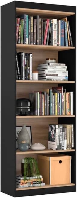 Genérico Organizador Livreiro Para Sala Escritório Space (Preto/Nature) - 4 Prateleiras - Contemporâneo - Estante, Armário