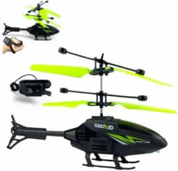 Helicóptero Infantil com Controle de Pulso e Sensor de Movimento, Brinquedo Educativo com Luz LED, Bateria Recarregável, Seguro e Resistente – Ideal para Crianças (Verde)