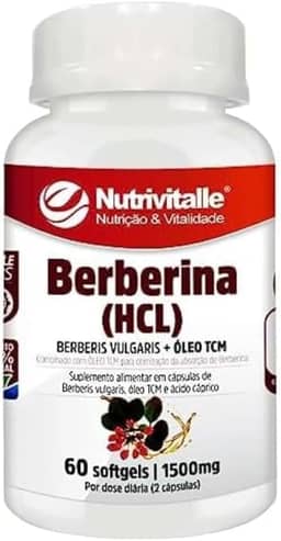 Berberina Berberis Vulgaris HCL + Óleo Tcm 60 Capsulas 750mg Softgels Nutrivitalle
