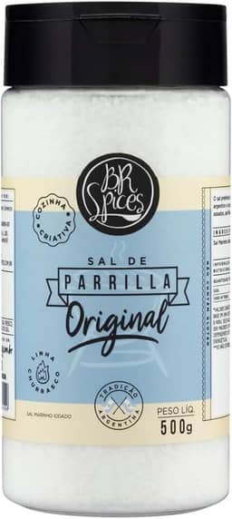 Sal de Parrilla Original, Sal Marinho Iodado, 500g BR Spices, para carnes e churrasco