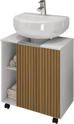 Gabinete para Banheiro Pequin - Branco/Ripado