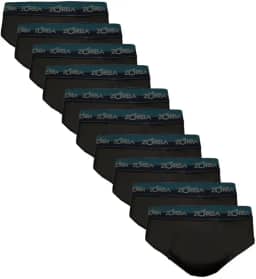 Kit 10 Cuecas Zorba Slip Max Algodão 764 Mho/Pto/Graf