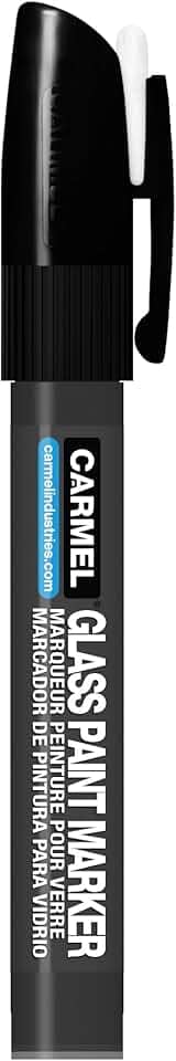 Carmel Marcador de tinta de vidro ponta média (preto), marcador de janela removível, marcador de para-brisa lavável para oficinas automotivas, concessionárias de carros e artistas de janela, tinta à base de água apagável úmida/úmida