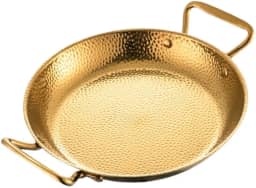 Panela Paella Dourada em Aço Inoxidável, Frigideira com Alças Duplas, 20cm/22cm/24cm (dourado, 24cm)