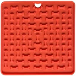 Comedouro Lento Tapete Lambedor Pet Cães e Gatos 18,5 x18,5 (Vermelho)