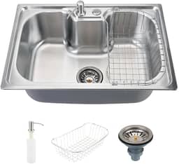 Pingoo.Casa, Cuba Para Cozinha Com Acessórios, Gourmet, Carajás, Com Borracha Anti-ruído Aço Inox, Inclui Cesto Escorredor, Dosador De Detergente 300ml, Válvula De Escoamento