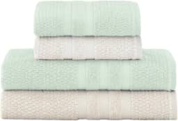 Jogo De Banho Buddemeyer Vanilla Extra Soft 100% Algodão Toalha Alta Absorção Macia Grande 4 Peças - Banho e Rosto - Presente (Bege Verde 3214/1171)