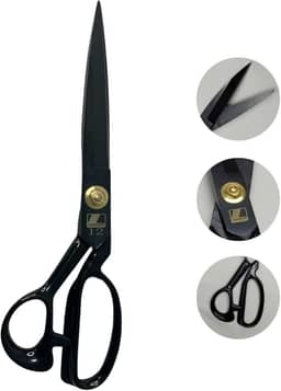 Tesoura Alfaiate Costura Reforçada Titanium Profissional 12" Artesanato Teflon Cortar Tecido Aço Alemão Crina de Cavalo Tapeceiro