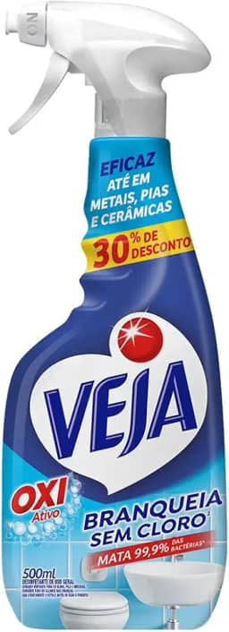 Veja Limpador Spray Anti Bac Banheiro Oxi 500Ml Oferta Transparente