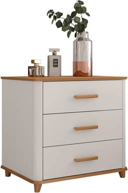 Mini Comoda Maitê 3 Gavetas Freijo/off White