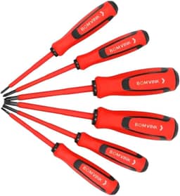Jogo de Chaves de Fenda e Phillips Isoladas com Cabo Emborrachado 6 Peças Kit Chave Fenda e Phillips Imantada para Trabalhos Elétricos e Manutenção Linha Premium