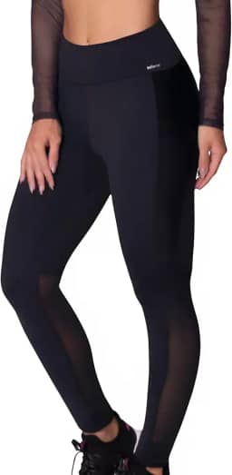 Legging Academia Sem Transparência Recorte Cirrê Tule Selene