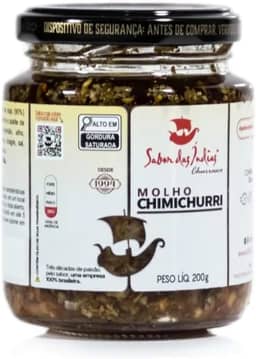 Sabor das Índias Molho Chimichurri, Churrasco, Sem Glúten, Vidro 200g