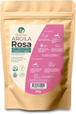 Argila Rosa 50g - 100% natural - Uso cosmético/rosto, cabelo e corpo