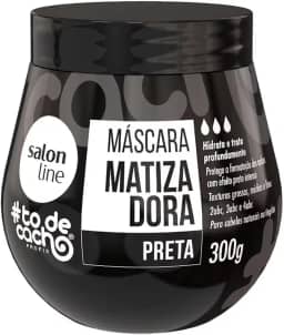 Salon Line, Máscara Matizadora Preta, #TodeCacho, Vegano - Para Cabelos Ondulados, Cacheados e Crespos, 300g