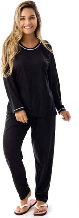 Pijama Confortavel Longo em Malha Suave Lisa | Feminino 177