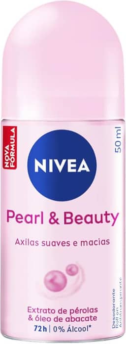 NIVEA Desodorante Roll-on Pearl & Beauty 50ml - Proteção por 72h para axilas mais suaves e macias