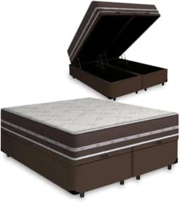 Cama Box Com Baú Queen + Colchão De Molas - Anjos - Classic Superlastic 158cm
