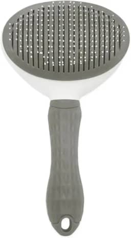 Escova Removedora de Pelos para Cães e Gatos, Rasqueadeira com Cabo Ergonômico, Cinza