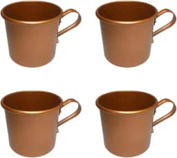 Kit Jogo 4 Caneca Copo Moscow Mule Alumínio Cor Cobre 250ml Festa Casamento Eventos
