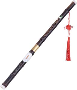 Flauta para iniciantes flauta de bambu preta bawu tubo de flauta transversal flauta destacável instrumento musical Ba Wu em chave G para amantes de música iniciantes como presente instrumento musical