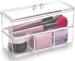 Organizador em Acrílico com Divisórias e Tampa, Acrílico Store, Transparente, Médio