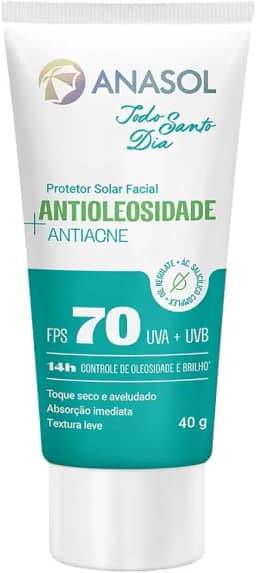 Anasol Protetor Solar Facial Antioleosidade Antiacne Todo Santo Dia FPS70 40g