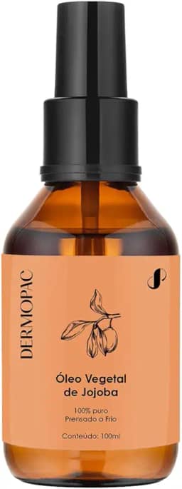 Óleo Vegetal de Jojoba 100% Puro Toque Seco Cabelo Capilar Pele Facial Corporal, Prensado a Frio, Dermopac 100ml