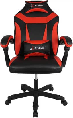 Cadeira Gamers XTreme Supra Ergonômica, Confortável e Design Moderno Estilo para Jogadores Exigentes, Apoio para Cabeça, Braços e Pés, na Cor Preta e Vermelha.