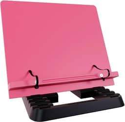Marca Fácil Suporte para Livro e Notebook Resistente Ergonômico Durável Leve Portátil 19 Níveis de Ajuste com Prendedores de Páginas Rosa M06