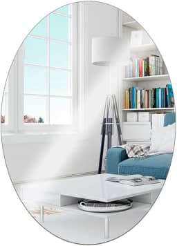 Espelho Oval Plástico Adesivo Banheiro Decoração Sem Furo 30x40cm