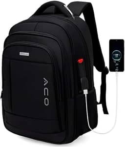 Mochila para Notebook Masculina Feminina para Notebook 17 – Mochila executiva Antifurto, Reforçada, Saídas USB e Fone, Alça de Aço, Impermeável, Escolar, Faculdade, Trabalho ou Viagem – Preta Premium
