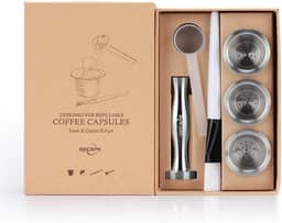 Nespresso Compatível Recarregável Cápsulas de Filtro de Café reutilizáveis, 3 peças, Permanente, aço inoxidável, 120 tampas