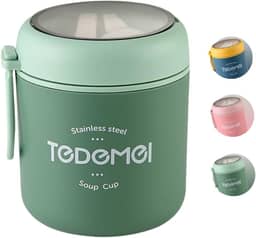 Pote Térmico Com Colher Para Alimentos Pote Térmico para Frutas e Sopa Em Aço Inox 530ml (Verde)