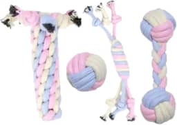 Kit com 4 Brinquedos Mordedor de Corda Pet Cães e Gatos