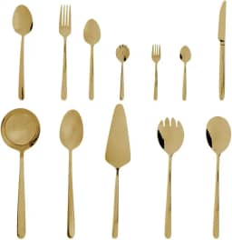 WOLFF Faqueiro de Aço Inox Viena Dourado 54 Peças Com Caixa Litografada - Jogos de Talheres - Mesa Posta - Utensílios de Cozinha, Enxoval, Casamento, Decoração