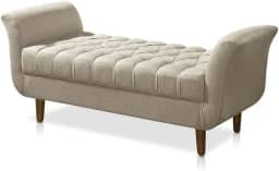 Recamier Estofado Para Sala de Estar 150cm Grécia Suede Bege - DL DECOR