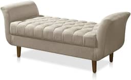 Recamier Estofado Para Sala de Estar 150cm Grécia Suede Bege - DL DECOR