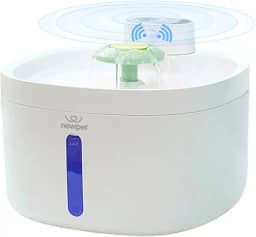 Fonte de água para gatos, 2.6L Fonte para gatos automática sem fio com janela de nível de água para gatos e cães com sensor de movimento