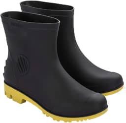 Bota De Pvc Preta E Amarela, Cano 3/4, Com Forro, Grendene