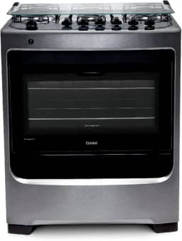 Fogão Consul 6 bocas cor Inox com botões removíveis e vidro interno vedado - CFS6NAR BIVOLT