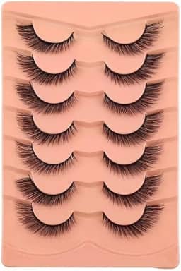 7 pares de cílios postiços 3D de pelúcia Fox Eye - luxuoso, grosso, fofo, leve, adequado para iniciantes, vários estilos, reutilizável