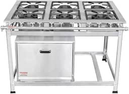Fogão Industrial 6 Bocas 30x30 P5 em Aço Inox com Forno