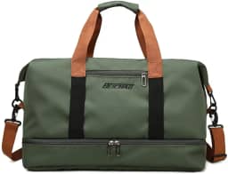 Bolsa de viagem portátil bolsa de bagagem de viagem de curta distância de grande capacidade leve separação seca e molhada bolsa de fitness esportiva (Verde)