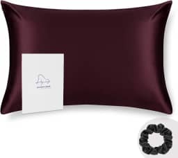 ALASKA BEAR King Silk Fronha e Scrunchie Conjunto de Fronhas para Acne, Cílios e Extensões (1 pacote, Vermelho Borgonha)