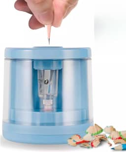 Apontador Elétrico a pilha, apontador de lápis, estudante, infantil, escritorio, professora, aluno - TYDA (AZUL CLARO)