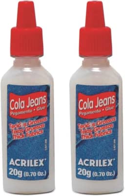 Cola Jeans 20g 17920 Kit com 2 Unidades Alta Fixação para Jeans e Tecidos Grossos | Cola Atóxica Resistente à Água para Reparos e Customizações