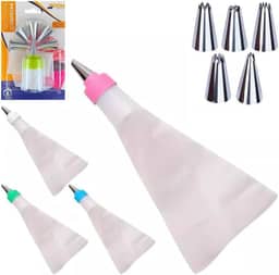 Jogo de Confeiteiro com 6 Bicos Diferentes + Saco de Silicone e Adaptador Matriz